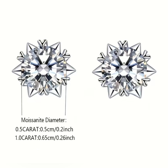 1ct MOISSONITE Diamond EARRINGS. GENUINE CERTIFIED Starburst 18kg / 925 Sterling - Picture 2 of 12